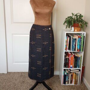 Lauren Ralph Lauren Wool Southwestern Maxi Skirt – Western Boho Wrap, Concho But